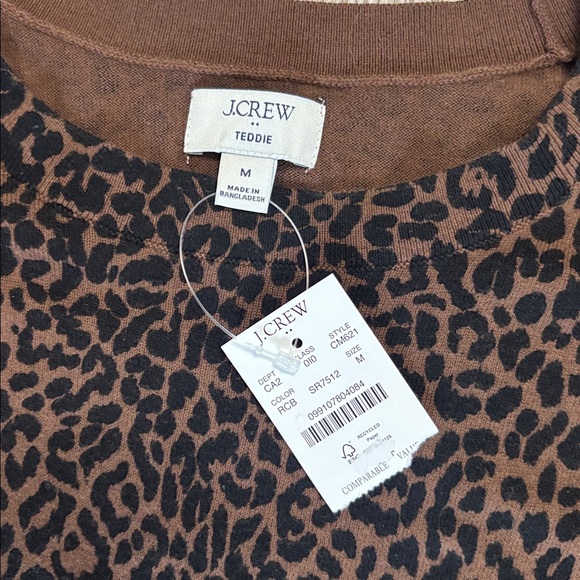 J. Crew Teddie Dark Brown Animal Print sweater - Picture 3 of 3